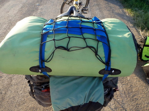 GDMBR: The Tent is loaded axially and the sleeping bags and tandem mat are loaded laterally.